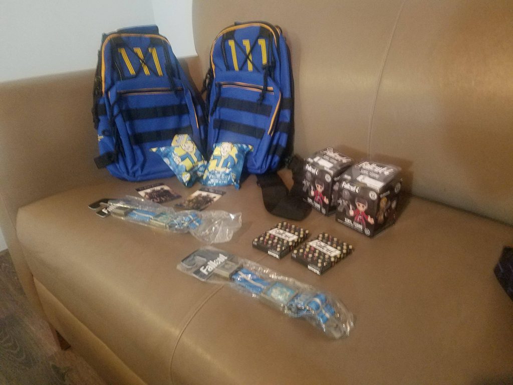 Bethesda provided swag for the live stream.