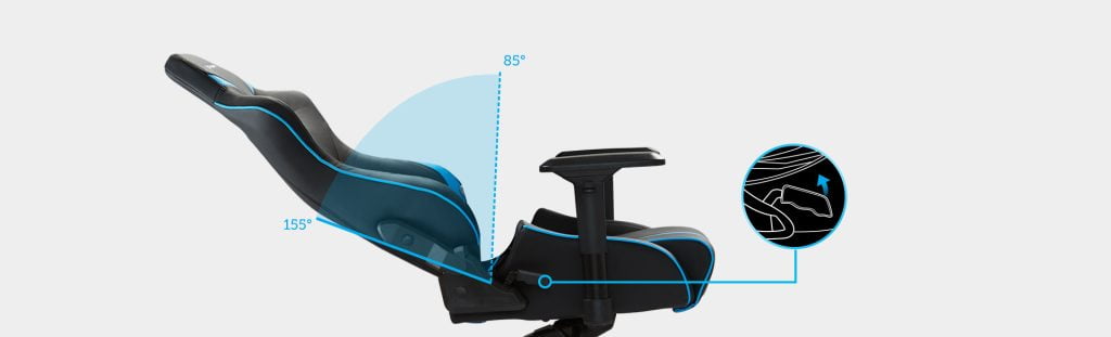 E-Win Flash XL Gaming Chair reclining backwards