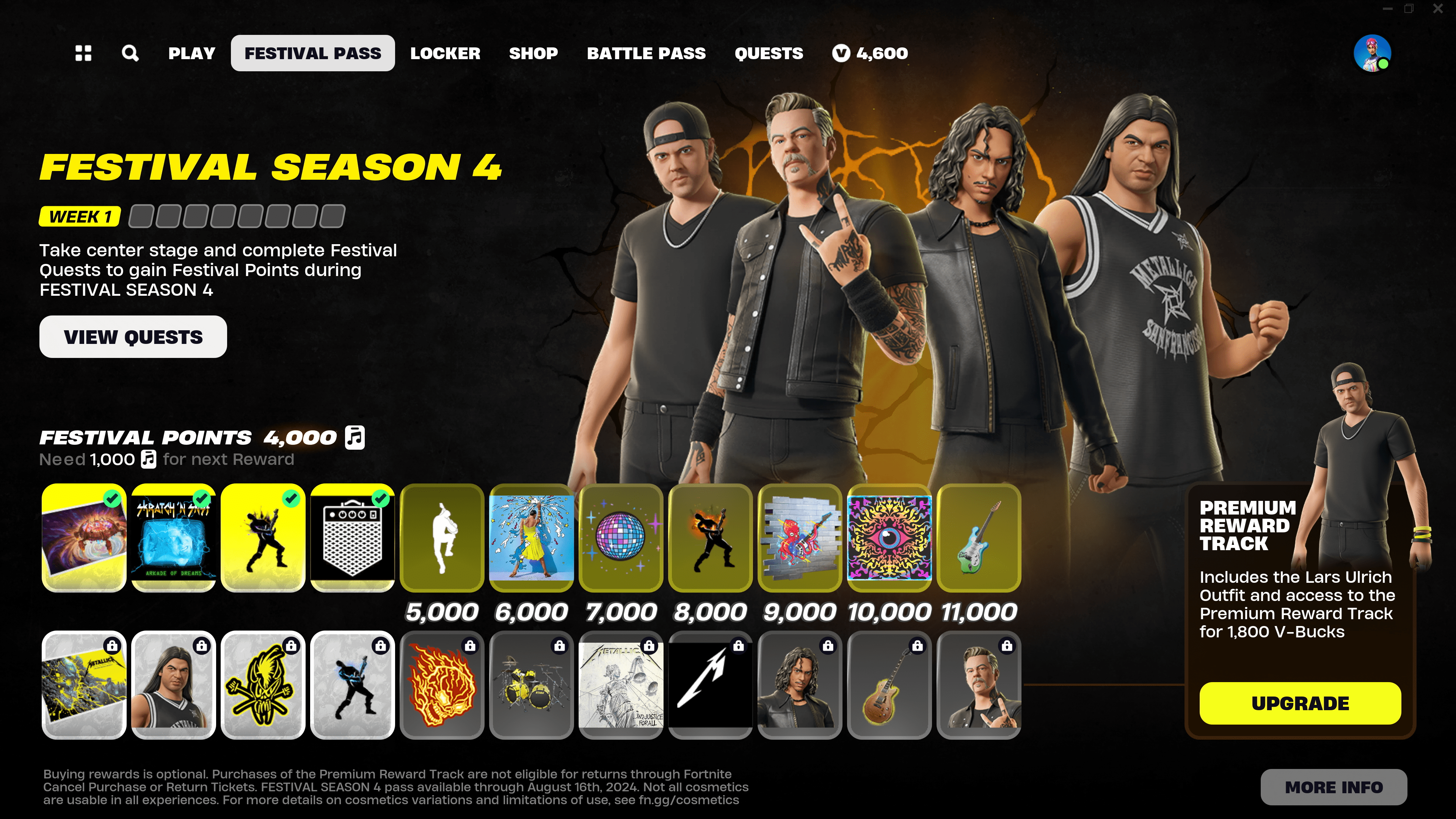 metallica fortnite festival