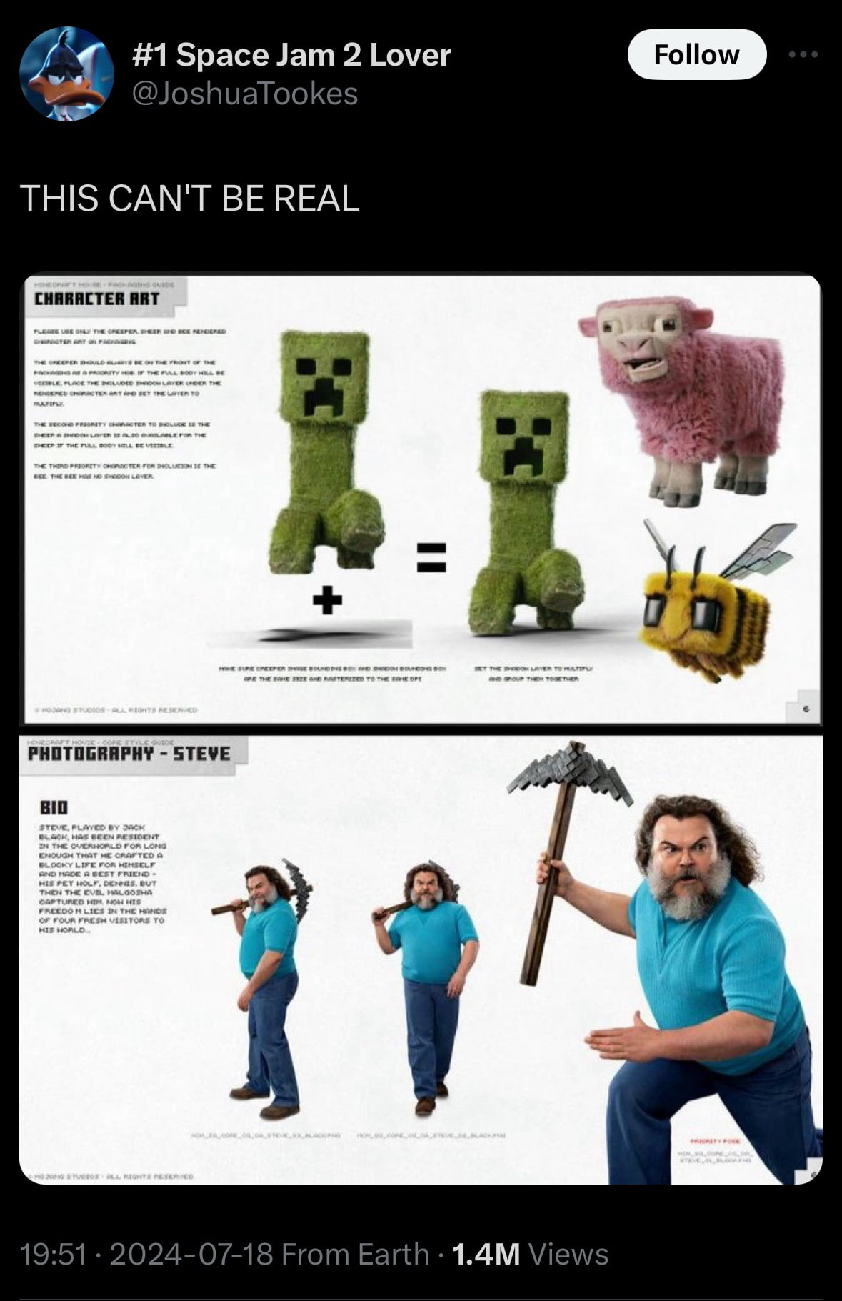 minecraft jack black as steve